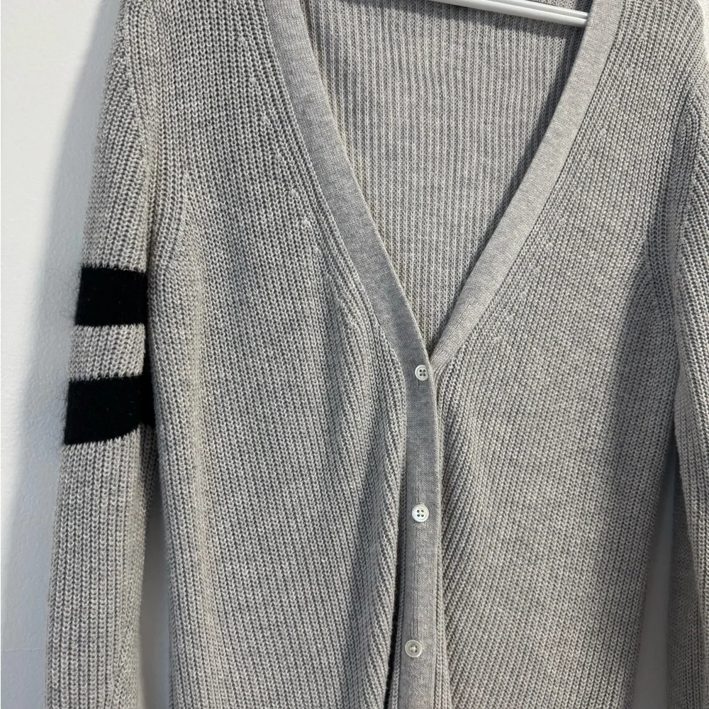 Banana Republic grey and black stripe knee length cardigan